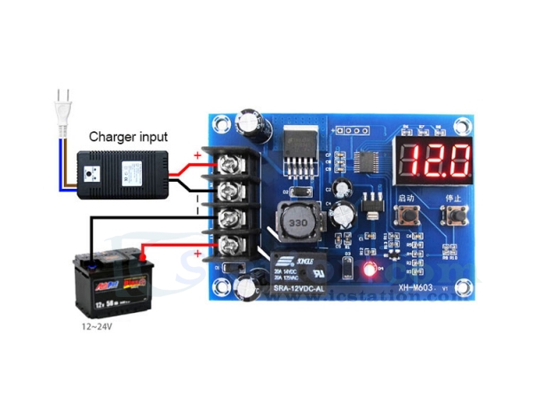 DC 12V Voltage Monitor Test Charging Discharge Relay Switch Control Board Alarm 