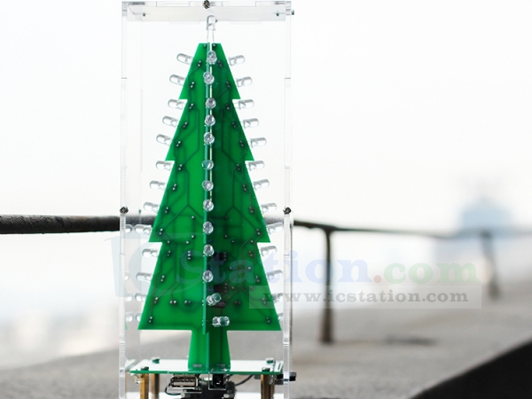 DIY Kit RGB Flash LED Circuit Colorful Christmas Trees Kit MP3 Music Box with Shell for Gift 3D Christmas Trees Kit 