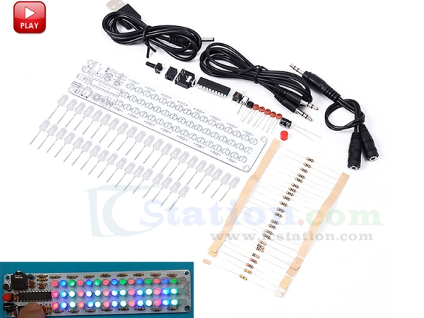 Voice Control Level Indicating LED Electronic Production Red/Blue/Green DIY Kit 
