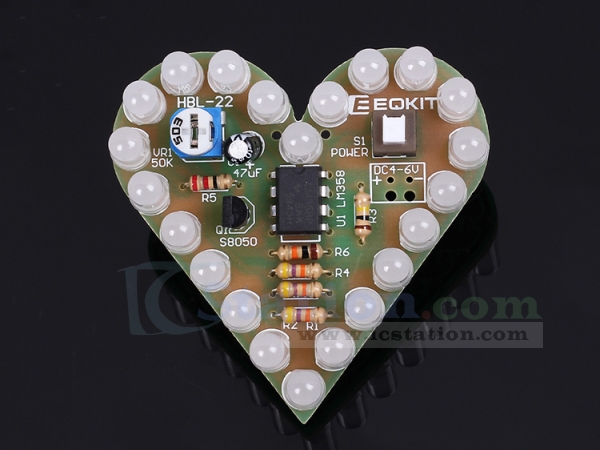 Heart Shape Breathing Lamp Kit DC 4V-6V Breathing LED Suite DIY newUK