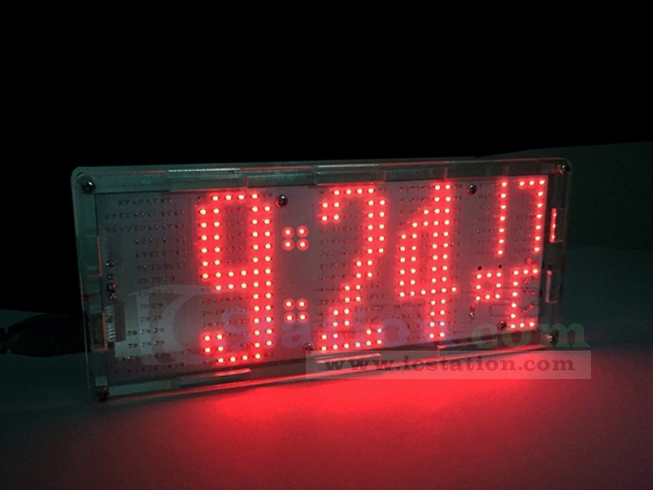 DIY Kit LED Dot Matrix Uhr SMD Kit Teile C51MCU w Acryl Box Temperatur rot 