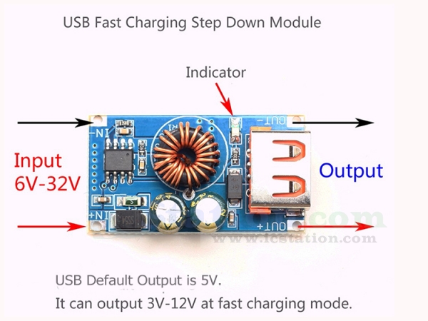 DC-DC 7V-24V 9V 12V to 5V 3A USB Step Down Voltage Converter DIY Phone Charger