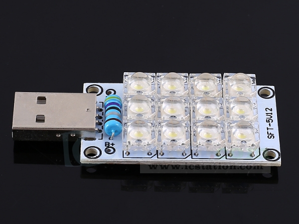 DC 5V 1W USB Lamp 12 LEDs Super Bright White Piranha LED Board Light Lamp