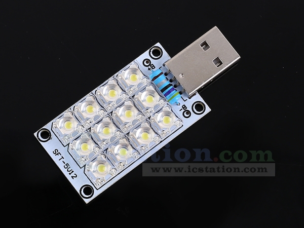 DC 5V 1W USB Lamp 12 LEDs Super Bright White Piranha LED Board Light Lamp