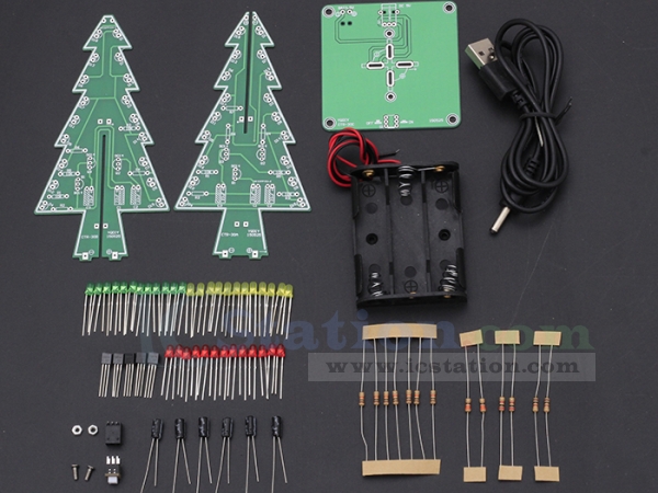 3D Xmas Tree Diy Kits Flash LED Circuit Christmas Trees LED 7 Color Light 