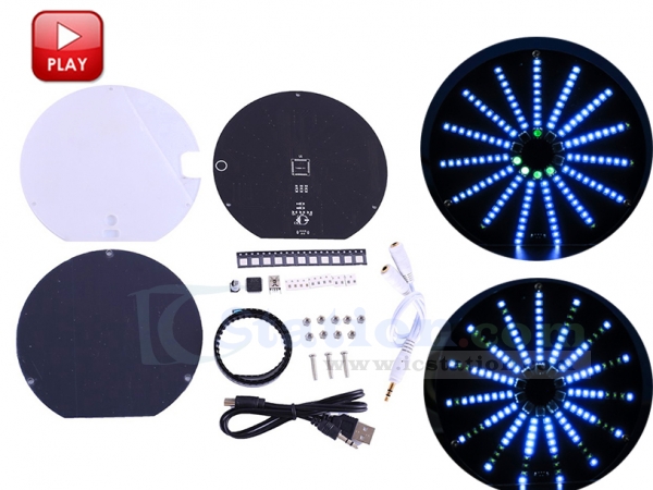 LED Circular Audio Visualizer Music Spectrum Display DIY Electronic Learning Kit 