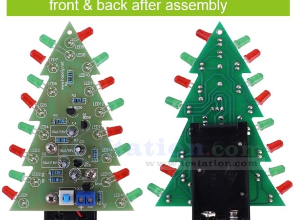 LED Christmas Trees Professional Red Green Flash LED Circuit DIY Kit