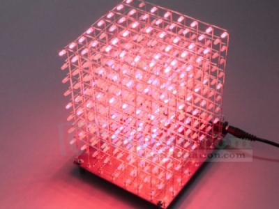 3D LightSquared 8x8x8 LED Cube White LED Red Ray DIY Kit