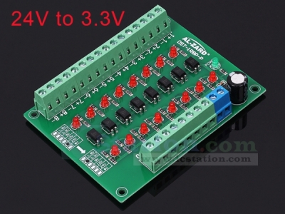 24V to 3.3V 8-Channel Photoelectric Isolation Module Level Voltage Converter PNP Output PLC Signal Module
