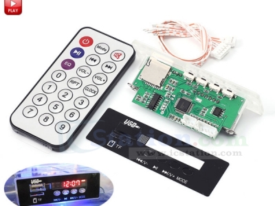 DC 5-12V Digital Audio Receiver USB SD TF Card MP3 Decoder Board Recording Time Display FM Radio Speaker Module
