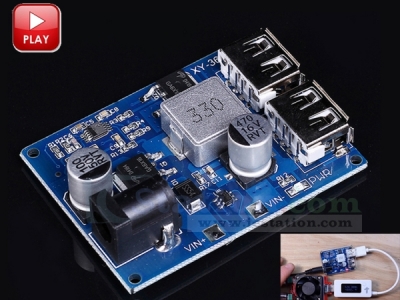 DC to DC Adjustable Buck Converter Step Down Power Supply Module DC 24V/12V to DC 5V 5A Double USB Output