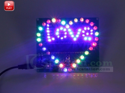 Colorful Flashing LED Light Love Letter Display Lamp Heart Shaped Electronic DIY Kit Module with Remote Control