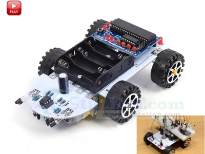 DIY Kit C51 Intelligent Vehicle Obstacle Avoidance Tracking Car, Smart Robot Car Kit School Competition Electronic Projects for Students and DIYers Learn to Solder