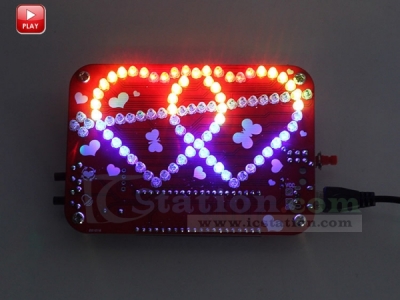 DIY Colorful RGB LED Double Heart-shaped Flashing Light Lamp with Music DIY Electronic Kits for Love Gift