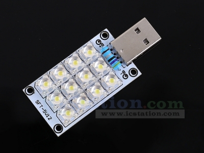 DC 5V USB Lamp 12-LED Super Bright White Piranha LED Board Light Lamp