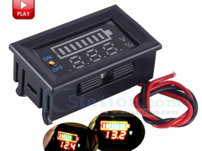 Red Display Lithium Battery Capacity Indicator Voltmeter ON/OFF Controller Voltage Tester 12.6V for 12V Lead-acid Battery or 4pcs 3.7V 4.2V Lithium Batteries