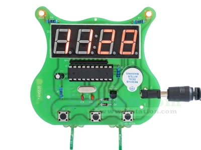 DC 5V 4-Digit Electronic Clock DIY Kit, STC11FO4E Microcontroller Electronic Circuit Board for Soldering Practice and Learning