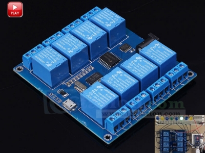 ICStation 8 Channel ICSE014A Micro USB Switch Relay Module Upper Computer Control Board DC 5V ICSE014A