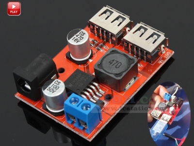 LM2596 DC to DC Double USB 3A Step Down Module Buck Converter Power Supply Module Voltage Regulator DC 6V-40V to DC 5V for Car Solar Charger