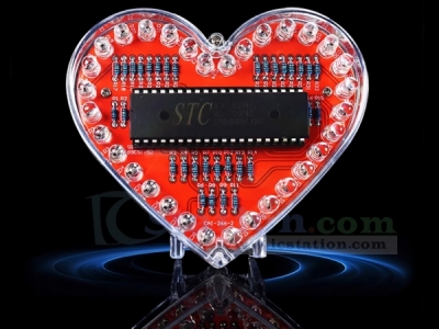 Heart Shaped RGB Colorful LED Flashing Light DIY Kit, DC 3V LED Water Lamp Electronic Kit Soldering Practice Circuit Learning Kit