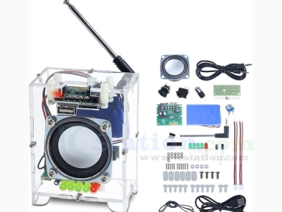 DIY Kit Bluetooth-Compatible Amplifier, 87.0-108.0MHz FM Radio Receiver Kit, U-disk/TF Card Music Player Module with Battery