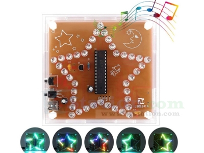 DIY Kit RGB LED Pentagram Flashing Light WAV Music Player Colorful Five-Pointed Star Soldering Practice Kit