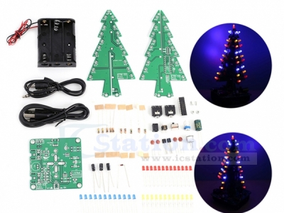 DIY Kit Christmas Tree LED Flashing Light  Red Green Flash Electronic Suit