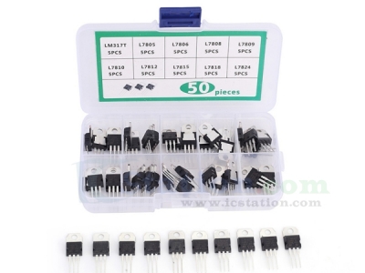 50pcs 10 Values High-Power Stabilized Transistor Kits TO-220 LM317T L7805 L7806 L7808 L7809 L7810 L7812 L7815 L7818 L7824 Component Kit