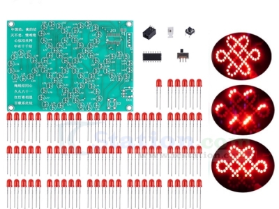 DIY Kit Red Chinese Knot Analog Electronic Circuit, LED Light Kits for Soldering Skill Practice and Learning
