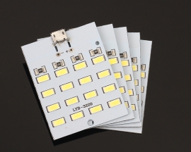 5pcs Micro USB Mobile Power Lamp 16pcs LEDs Board Emergency Light SMD 5730 Super Bright White Lamp Light Module