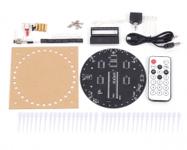 Colorful RGB Dream Light Circle LED DIY Kit Music Round Spectrum Module 8x32 Dot Matrix with Protective Shell for Birthday Gift