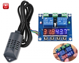 XH-M452 DC 12V LED Dual Digital Temperature Humidity Controller Independent Output 10A Relay Control Thermostat +Probe
