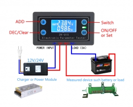 DC 5V-38V Multi-function Meter LCD Voltmeter Ammeter Battery Capacity Tester Power Tester Discharge Timer Temperature Display