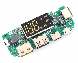 Dual USB Port Charging Module, QC Mobile Power Boost Module, 5V 2.4A Charger Circuit Board with LCD Display