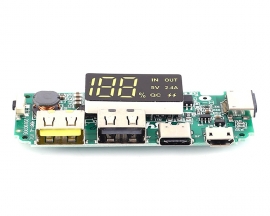 Dual USB Port Charging Module, QC Mobile Power Boost Module, 5V 2.4A Charger Circuit Board with LCD Display
