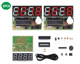 2PCS 4-Digit Red LED Digital Electronic Clock DIY Kits for Soldering Practice Circuit Learning