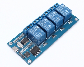 ICStation MICRO USB 5V 4-Channel Relay Module USB Control Relay Module ICSE012A