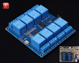 ICStation 8 Channel ICSE014A Micro USB Switch Relay Module Upper Computer Control Board DC 5V ICSE014A