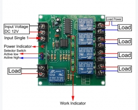 DC 12V 5-Channel Self-locking Relay Module 5Bit 10A High/Low Level Trigger Select Switch Controller