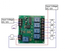 DC 12V 5-Channel Self-locking Relay Module 5Bit 10A High/Low Level Trigger Select Switch Controller