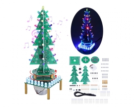 Auto-Rotate Flash RGB LED Music Christmas Trees Kit Flashing Breathing Light Soldering Practice DIY Kits