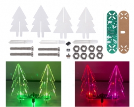 DIY Kit Automatic Flicker Acrylic 3D Christmas Tree with Gardient Full Color LED Lights, Simple Xmas Tree Kits DIY Soldering Projects