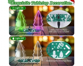 DIY Kit Automatic Flicker Acrylic 3D Christmas Tree with Gardient Full Color LED Lights, Simple Xmas Tree Kits DIY Soldering Projects