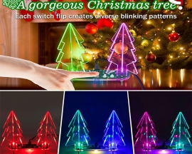 DIY Kit Automatic Flicker Acrylic 3D Christmas Tree with Gardient Full Color LED Lights, Simple Xmas Tree Kits DIY Soldering Projects