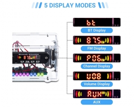 DIY Kit FM Radio Bluetooth-Compatible Amplifier, LED Spectrum Bluetooth Audio Speaker 3W+3W, U-disk TF Card Music Player Remote Control Electronic Soldering Kits