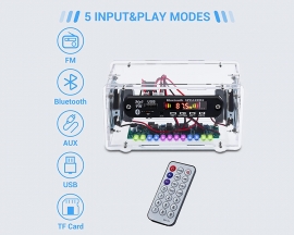 DIY Kit FM Radio Bluetooth Amplifier, LED Spectrum Bluetooth Audio Speaker 3W+3W, U-disk TF Card Music Player Remote Control Electronic Soldering Kits