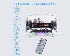 DIY Kit FM Radio Bluetooth-Compatible Amplifier, LED Spectrum Bluetooth Audio Speaker 3W+3W, U-disk TF Card Music Player Remote Control Electronic Soldering Kits