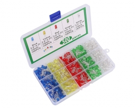 500pcs 5mm White Green Blue Red Yellow LED Kits Component Kit Light Emitting Diode