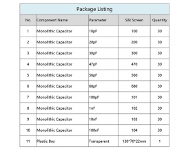 300pcs 10 Values Monolithic Capacitor Kits 10pF 20pF 30pF 47pF 56pF 68pF 100pF 1nF 10nF 100nF Component Kit