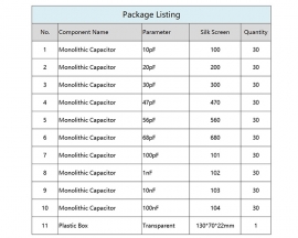 300pcs 10 Values Monolithic Capacitor Kits 10pF 20pF 30pF 47pF 56pF 68pF 100pF 1nF 10nF 100nF Component Kit